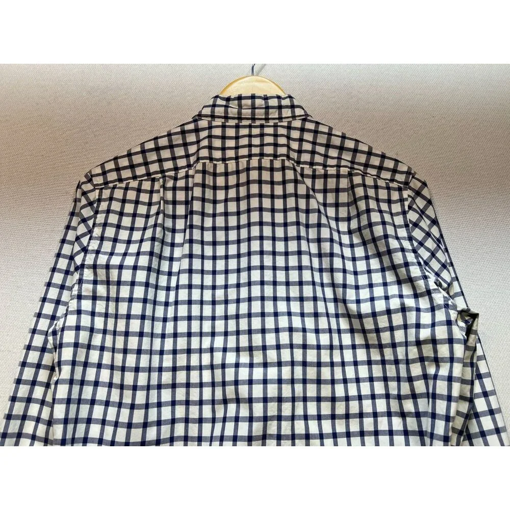 J. Crew Men's Slim Fit Button Down Shirt Long Sleeve Size S Navy White Check